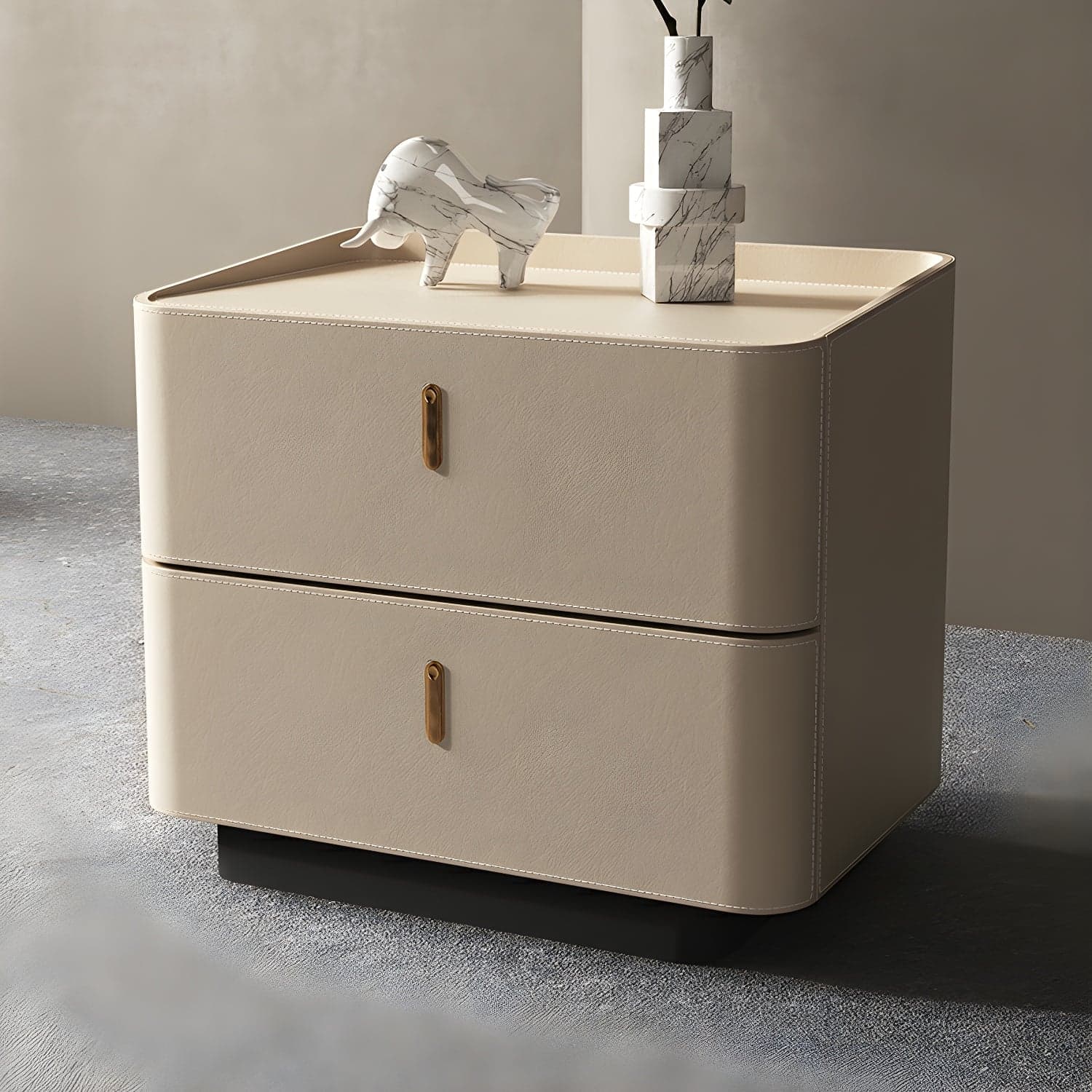 Modern Wood Grain Design Solid Wood Nightstands with Two Drawers thumbnail 3