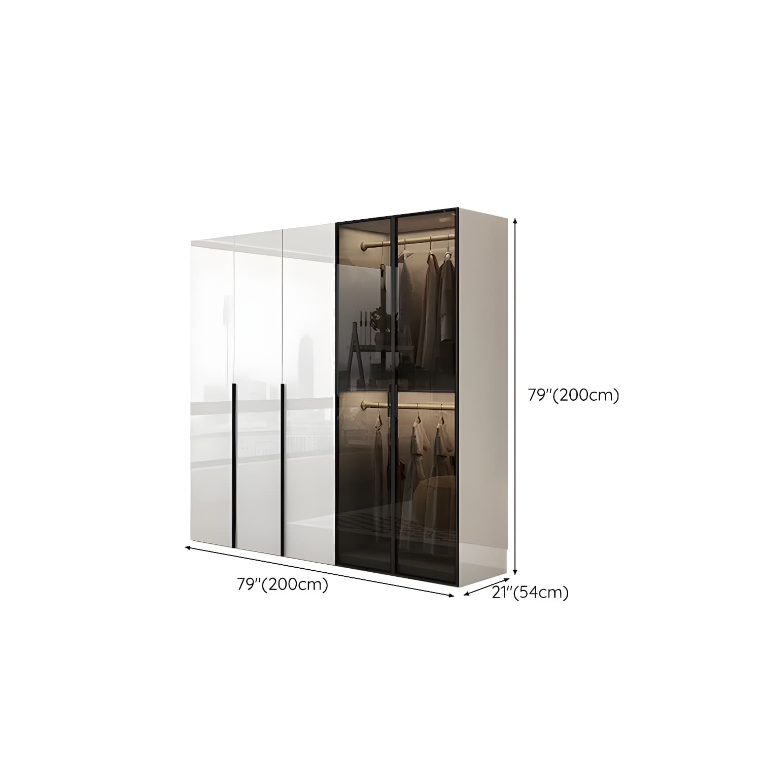 Sleek White Wood Wardrobe Armoire with Soft Close Drawers and Shelves thumbnail 14