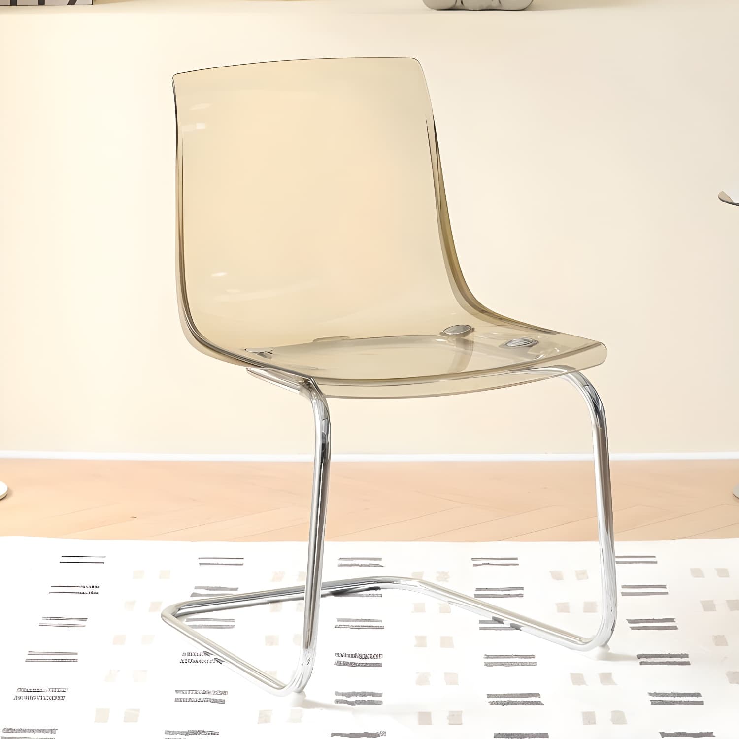 Modern Low-Back Side Chair in Plastic & Acrylic with Metal Legs - Silver thumbnail 1