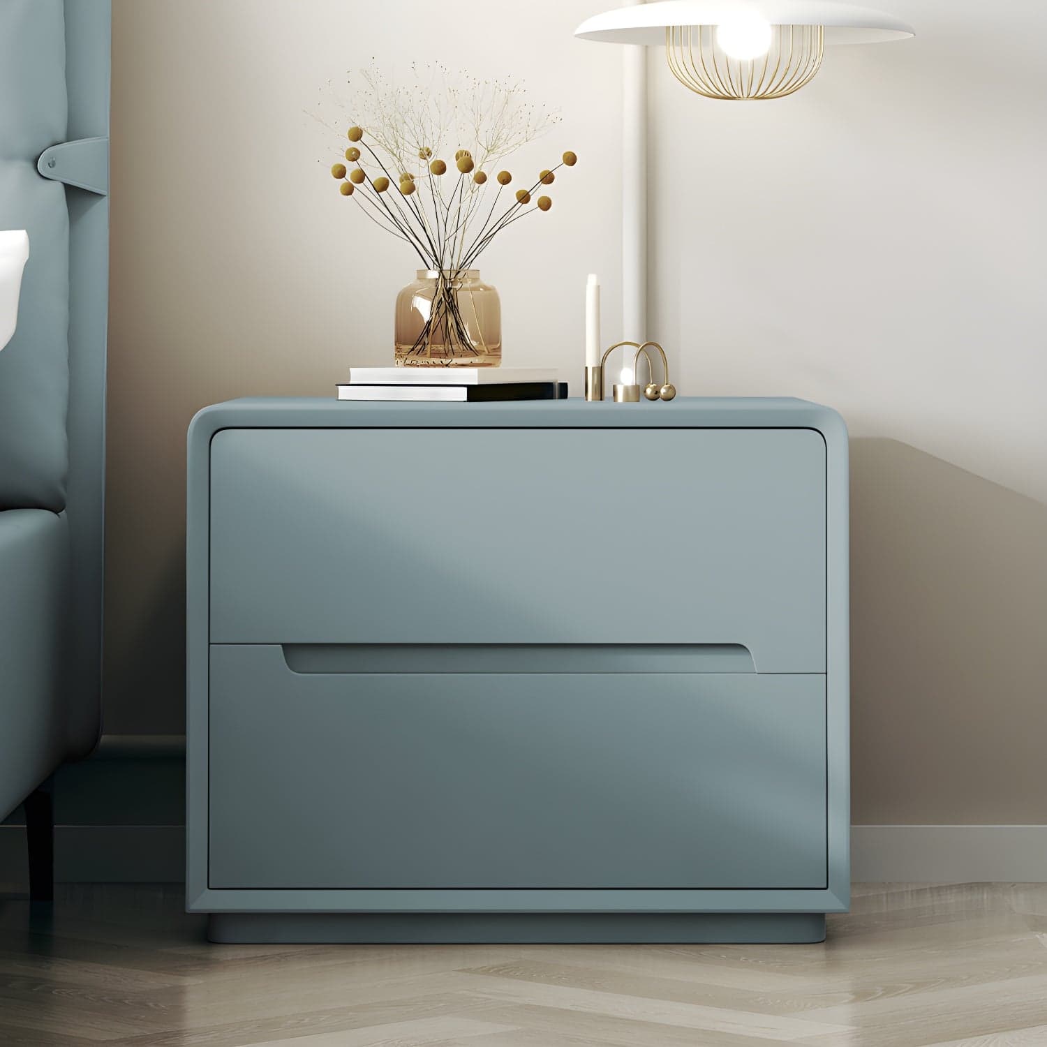 Modern Wood Drawer Nightstand for Small Spaces with 2 Drawers in Narrow Design thumbnail 3