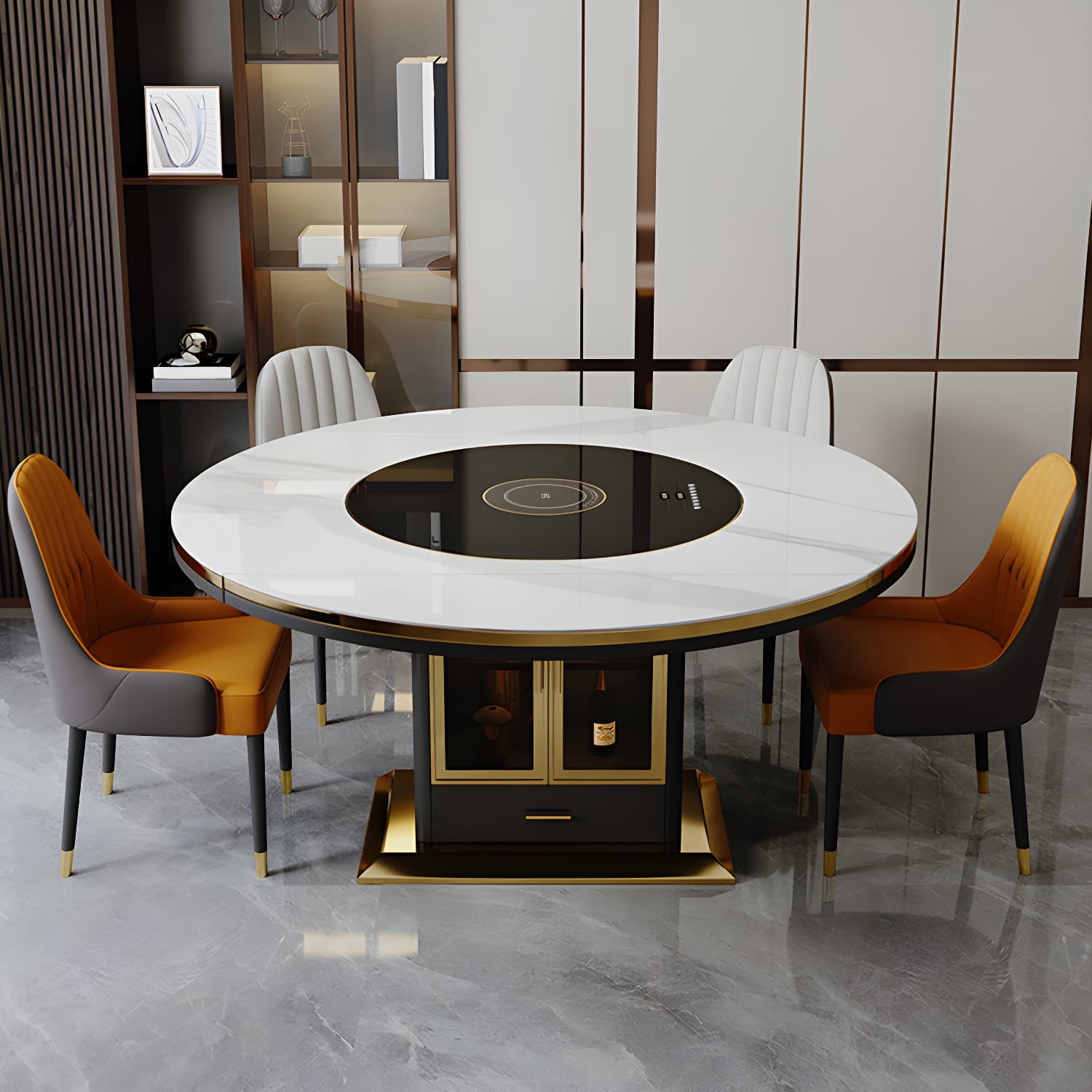 White Dining Table Set 1/5/7 Pcs Metal Dinette Set with Faux Leather Chairs thumbnail 7
