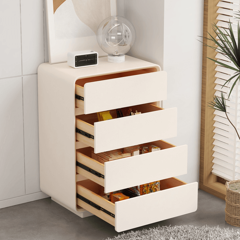 Chalk Minimalist Hardwood Console Dresser with 6 Drawers, Horizontal Orientation