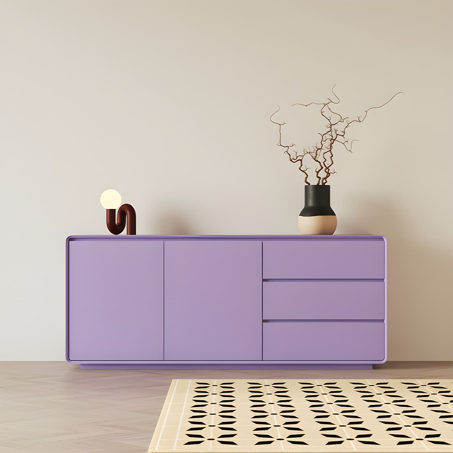 Wood Sideboard with 2 Doors and 3 Drawers, Overall Dimensions 40cmW x 80cmH thumbnail 5