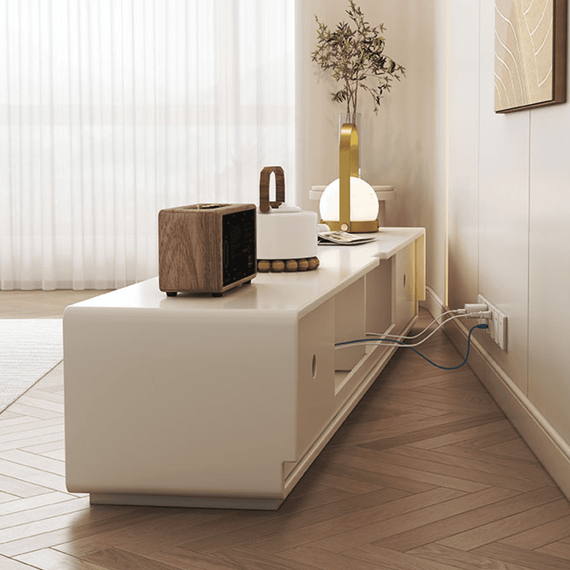 Simple White Lumber TV Stand with Cable Management & 3 Drawers/4 Drawers/6-Drawer thumbnail 3
