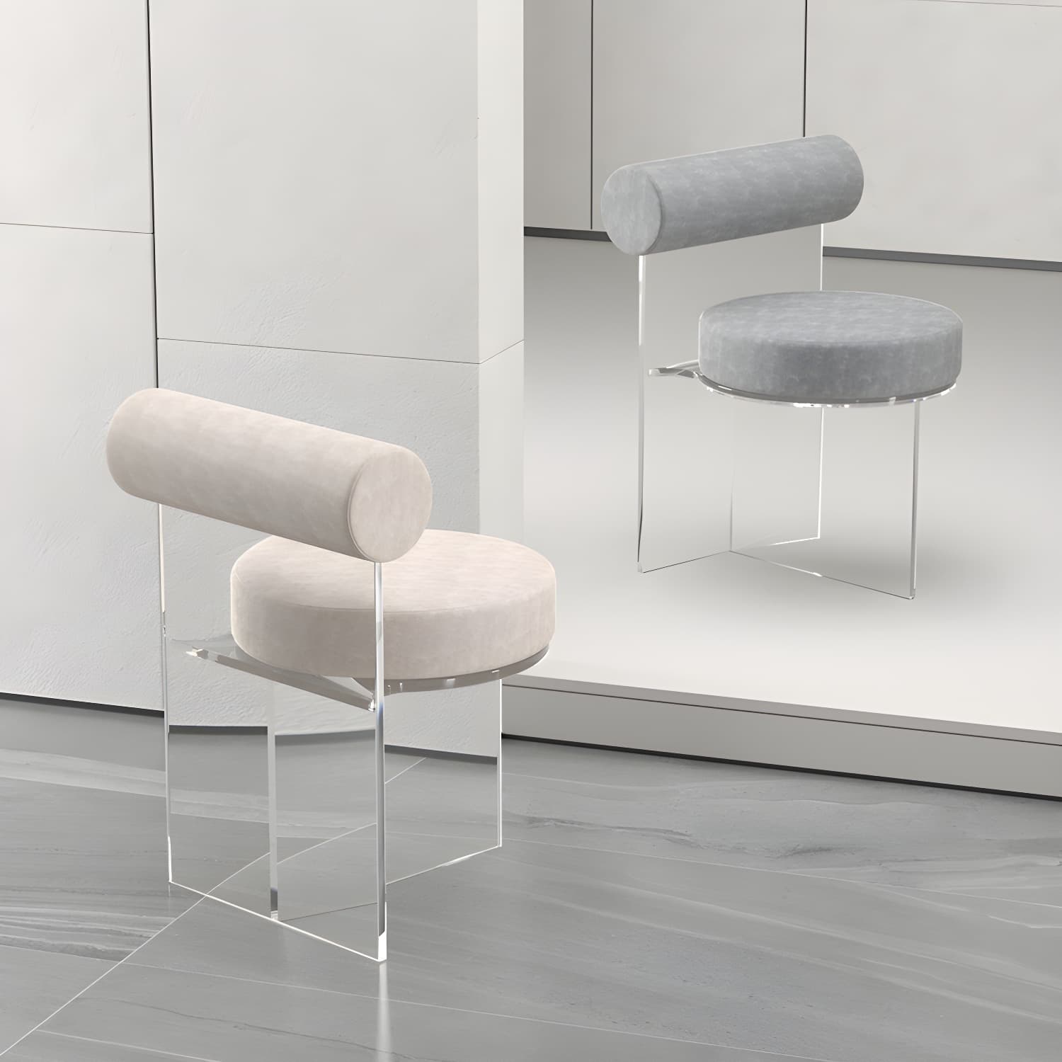 Modern Clear Leg Side Chair with Solid Back and Low Back Heights for Kitchen & Dining thumbnail 16