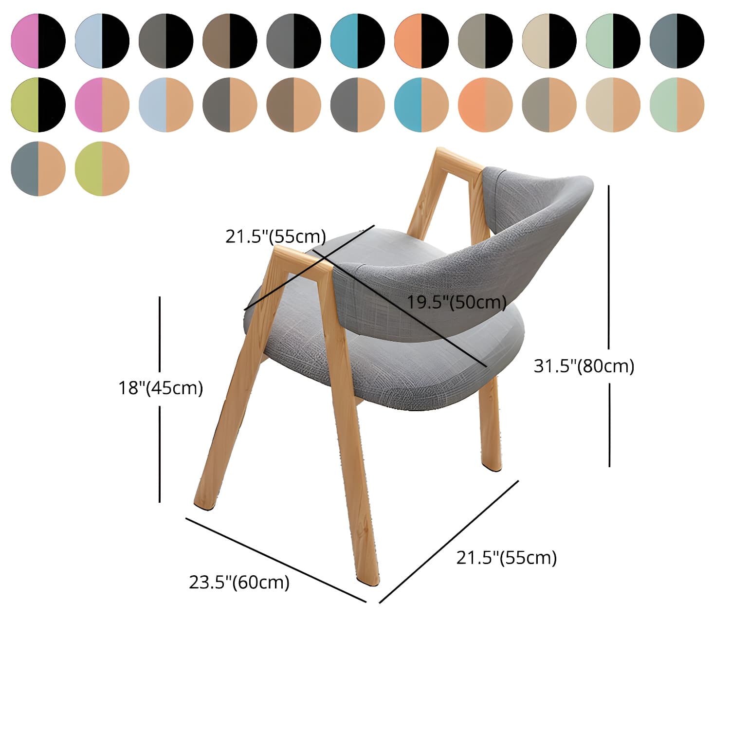 Modern Style Iron Arm Chair Open Back Dining Side Chair with Upholstered thumbnail 22