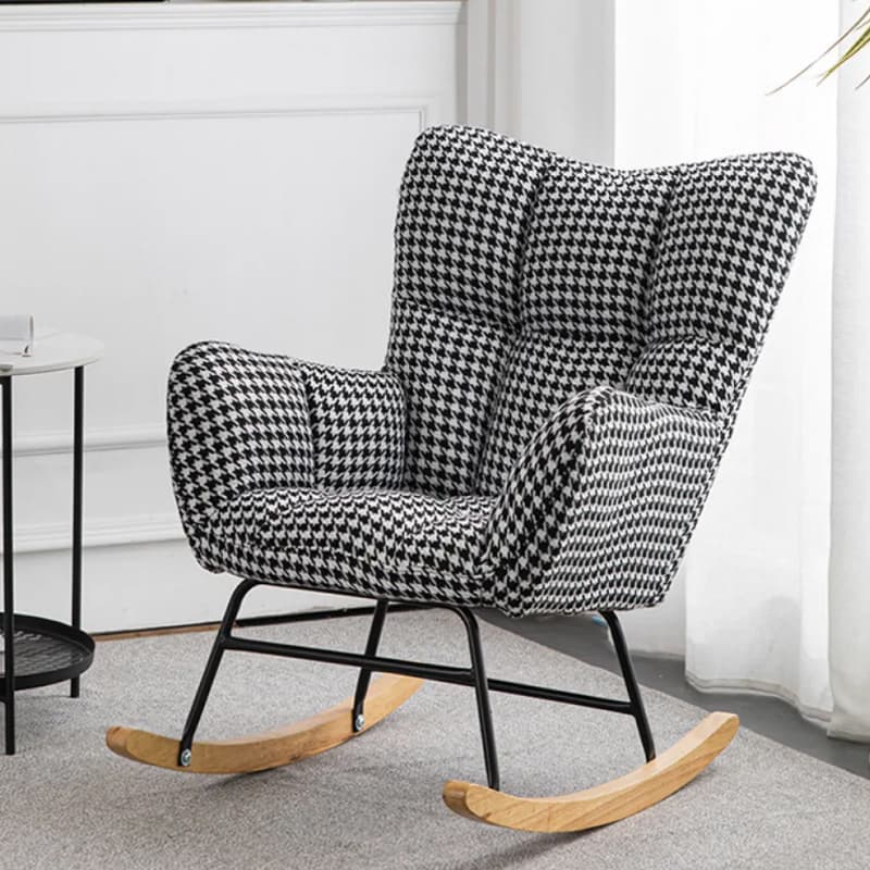 Midnight Black/Olive Green/Lemon Color Ergonomic Stationary Rocking Chair Couch with Rear & Round Arm thumbnail 9