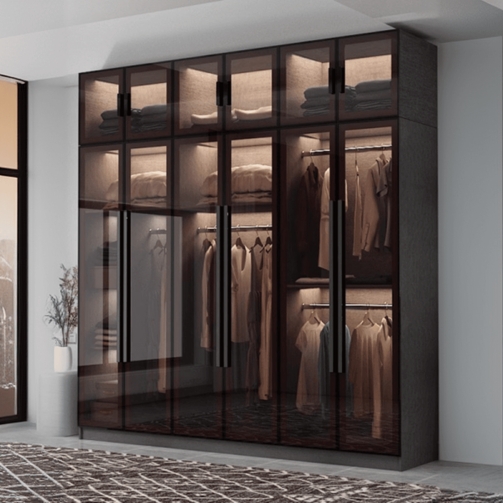 Charcoal Modish Timber Self-supporting Cabinet Armoire with Soft Close Drawer and Door, Hanging Rod thumbnail 1