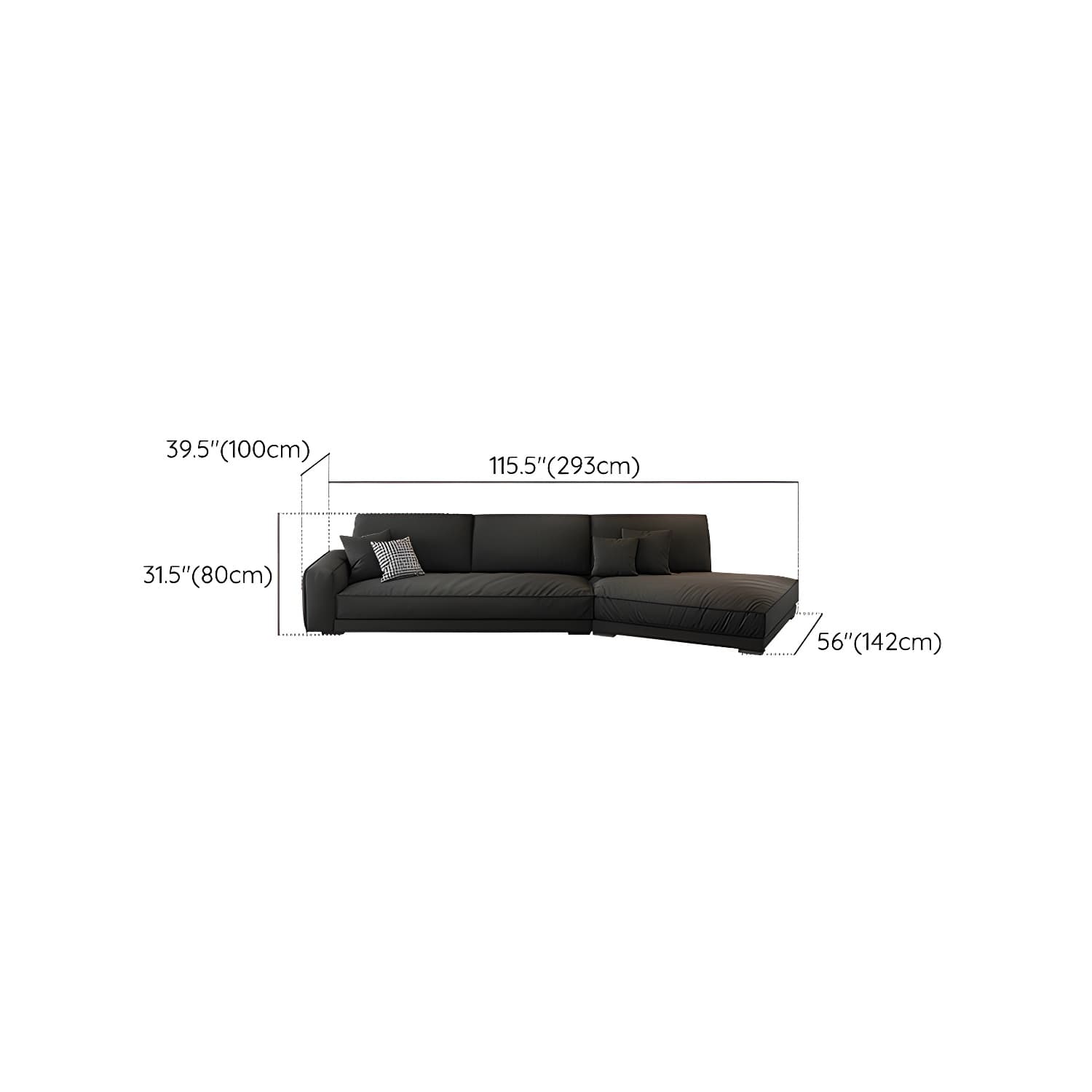 Modern Gray Polyester Blend Stationary Sectional Sofa with Square Arm and Cushion Back thumbnail 14