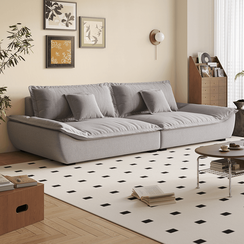 Modish Solid Color Stain Resistant Standard Sofa/Loveseat for 3-seater/4-seater/5 Person with 2 Pillows thumbnail 9