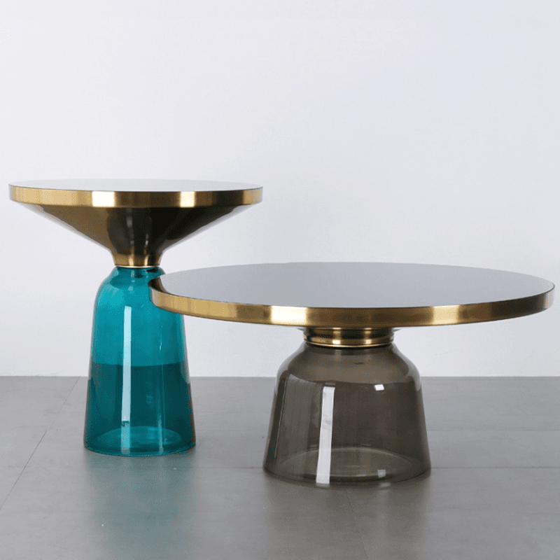 Simplistic Single Side Table with Hardened Glass and Plinth Base, Rounded Top thumbnail 6