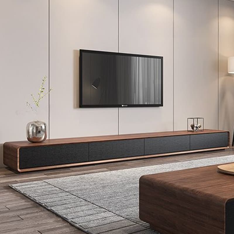 Contemporary Oblong Wood TV Stand Console with Storage Drawers thumbnail 16