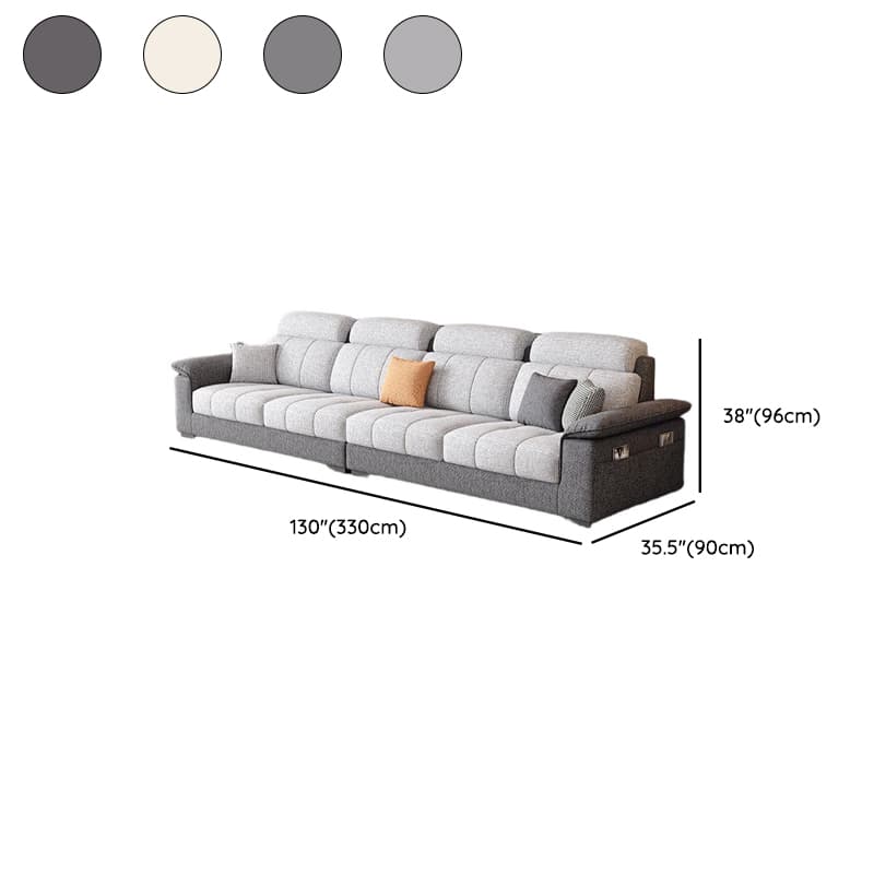 Straight Scratch-repellent Sofa with Side Pocket and Horizontal Flared Arm, Includes 1 Ottoman thumbnail 15