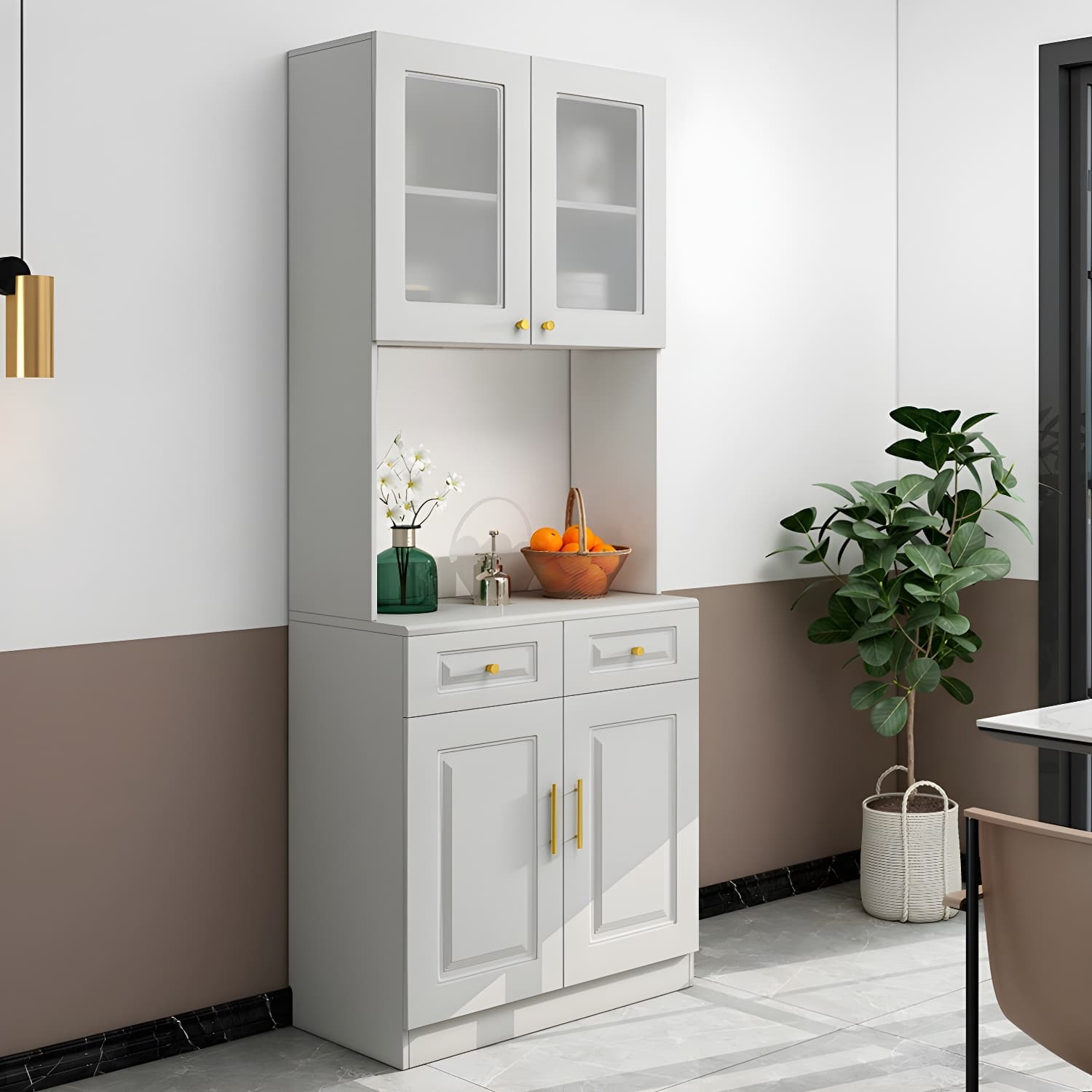 Glam White Wood Sideboard with Storage Cabinets and Included Adjustable Shelving thumbnail 2