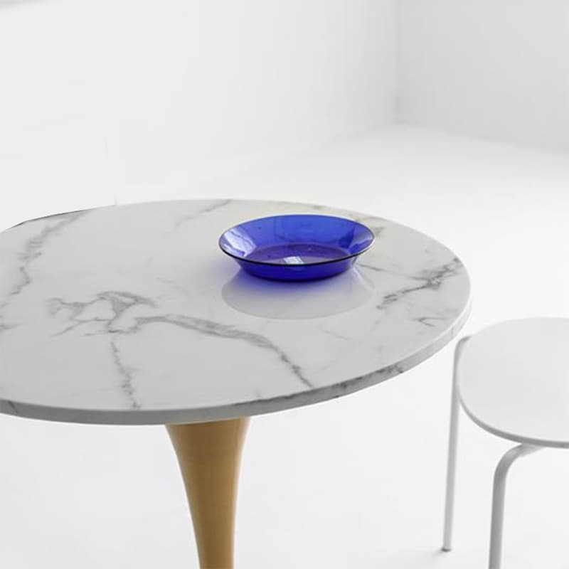 Standard Table Height Round Marble Stone Fixed Table for 2 in a Glamorous/Casual Style thumbnail 8