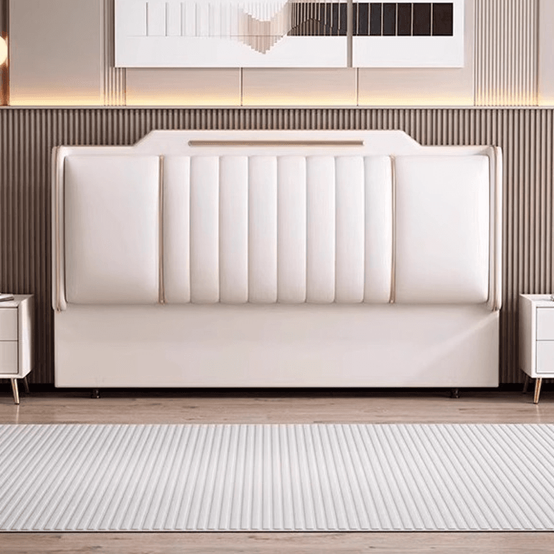 Art Deco Style Panel Headboard in Pine Wood with No Distressing, Camelback Shape for King/Queen/Full Bed, Featuring Sponge Upholstery and Standard Height thumbnail 9