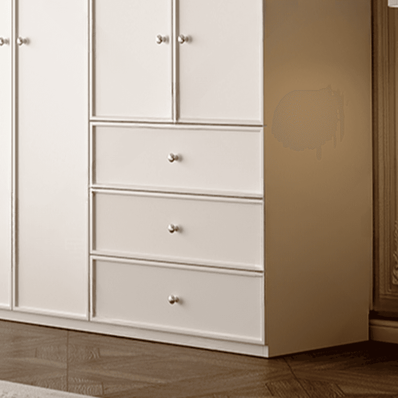 Chalk Modern Wooden Standalone Almirah with 3-Drawer, Interior Shelves, and Hanging Rod thumbnail 6