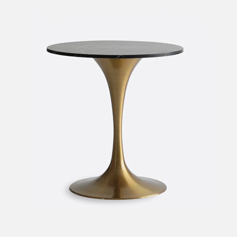 Standard Table Height Round Marble Stone Fixed Table for 2 in a Glamorous/Casual Style thumbnail 1
