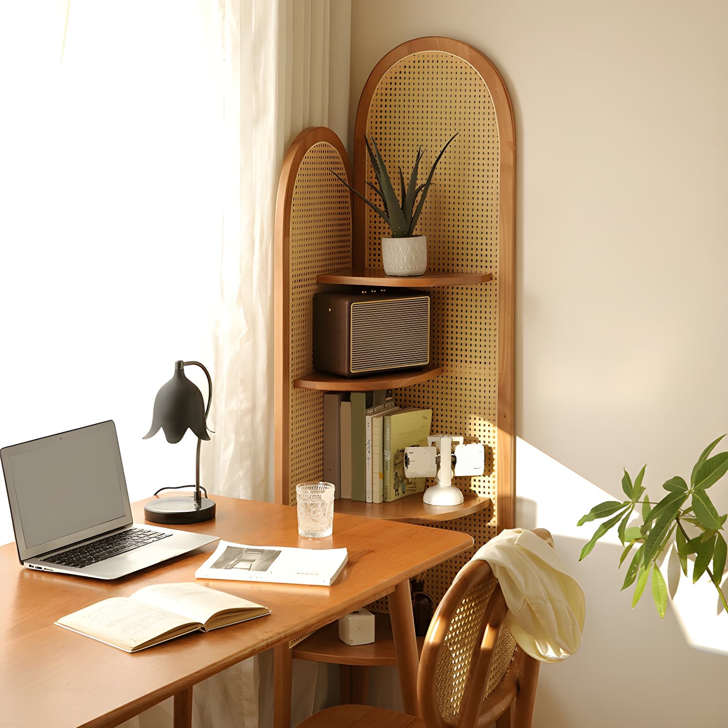 Corner Scandinavian with Wood Counter Top and Rubberwood Legs, 4 Shelves & Straight Legs thumbnail 5