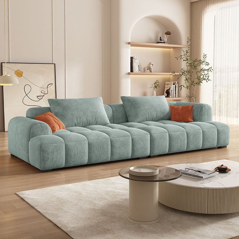 Vibrant Peony/Cerulean/Tangerine Color Sofa Couch with Round Arm and Concealed Support thumbnail 5
