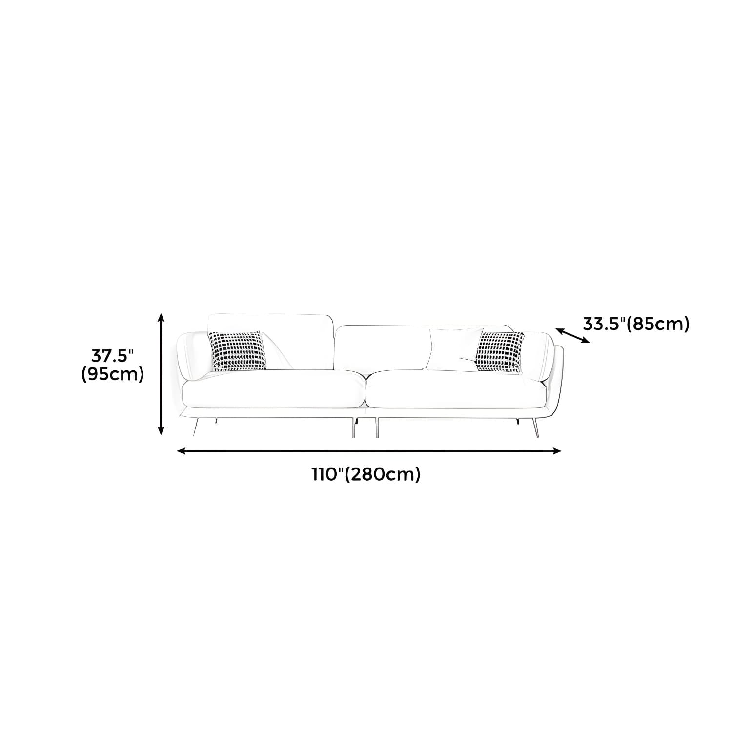 36" High Modern Velvet Square Arm Sofa with 2 Pillows Standard Sofa for Living Room thumbnail 21