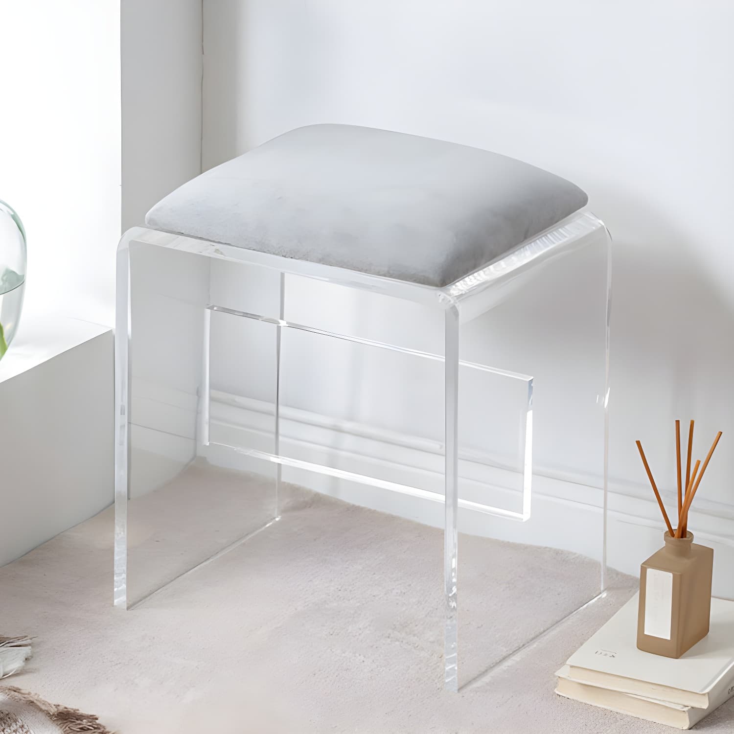 Contemporary Acrylic Vanity Desk 2-Drawer Vanity Dressing Table thumbnail 12