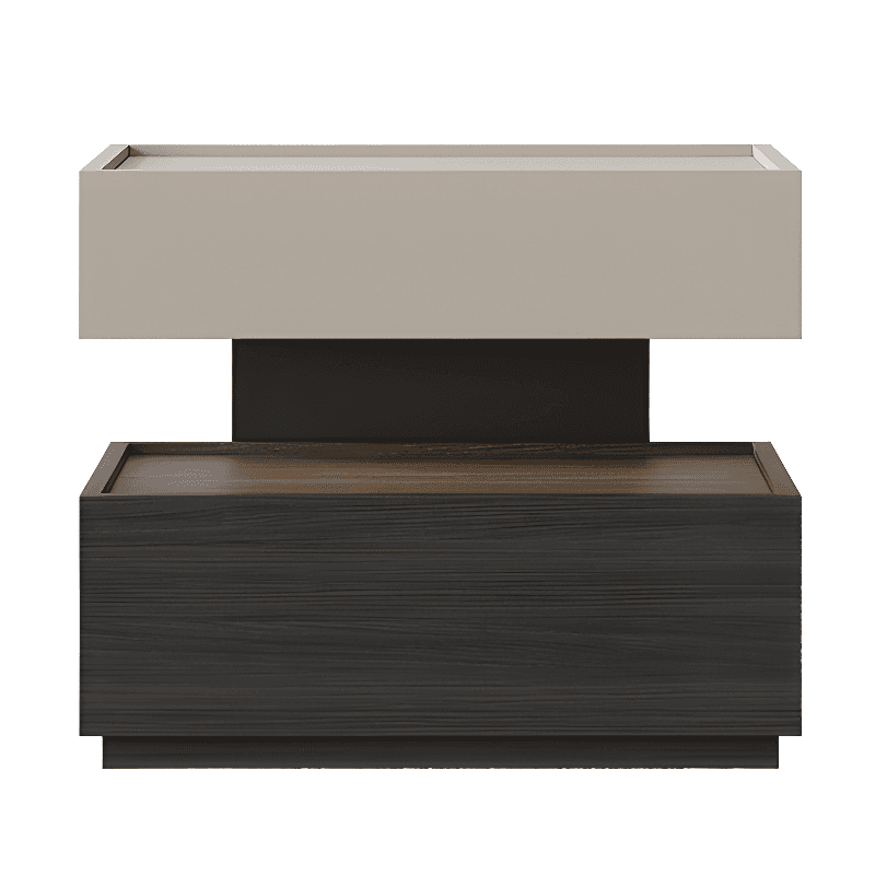 Organic Modern Nightstand With Drawer Organization Featuring 2 Shelves, Real Wood Countertop, and Illuminating Lighting thumbnail 3