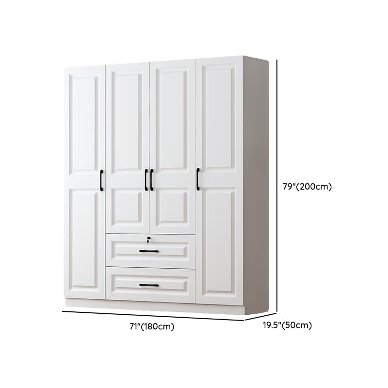 Sleek White Nordic Wooden Detached Almirah with Soft Close Drawers, Doors, and Clothing Rod thumbnail 13