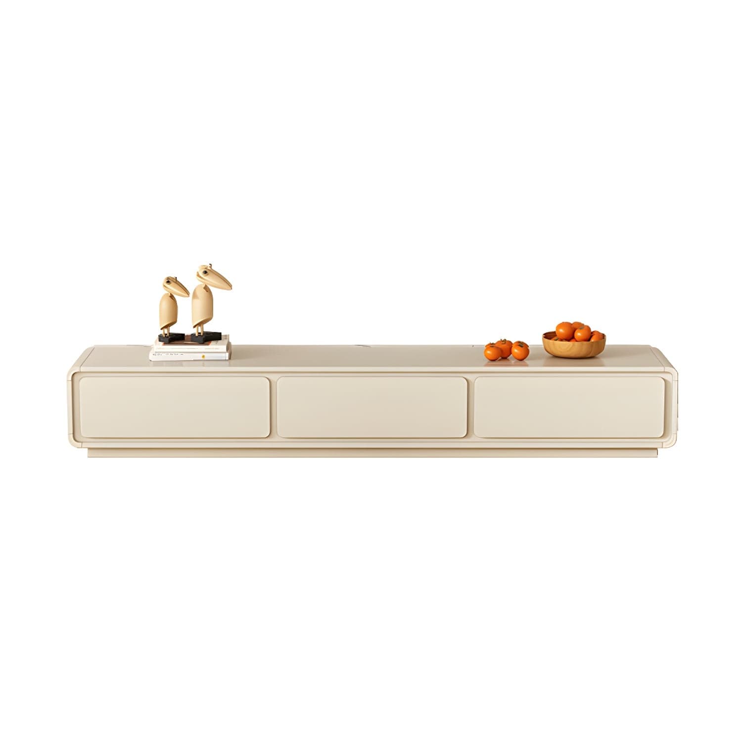 Beige Modern TV Stand with Soft Close Drawers - Cable Management - No Assembly Required thumbnail 7