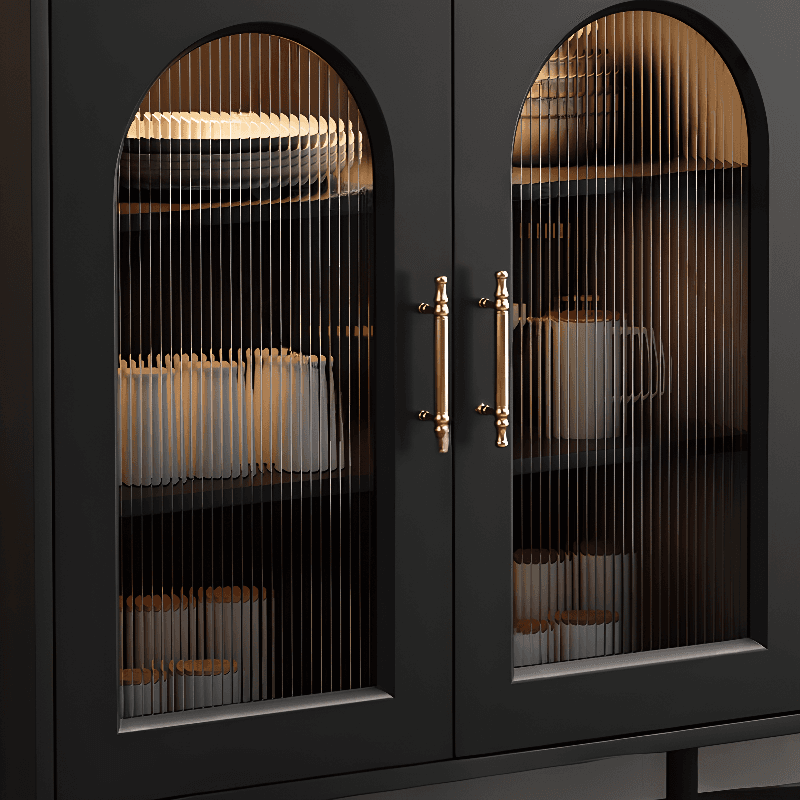 Standalone Accent Cabinet in Black with Glass Door, Alterable Shelf and Illuminating, Soft Close Drawer and 1 Cabinet/2 Cabinets in a Casual Style thumbnail 8