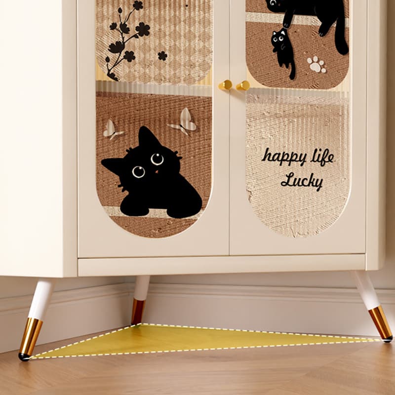 Modern Simple Style Nook Accent Cabinet with Closet, Metal Countertop, Glazed Door, Cabinet Knobs in Chalk thumbnail 7