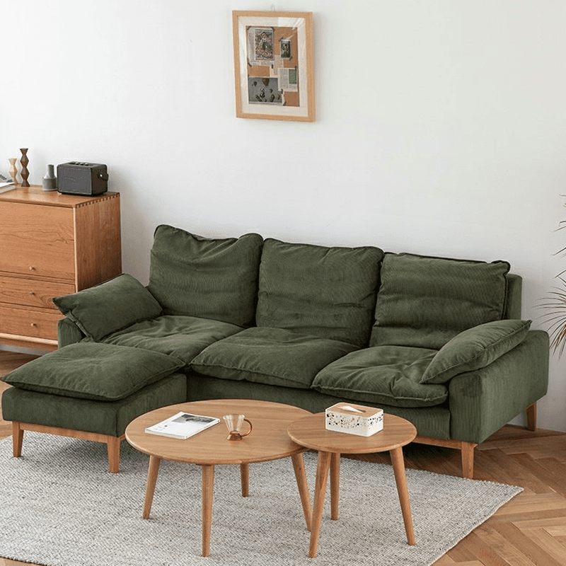Contemporary Seats 2/1 Person Straight/L-Shaped Horizontal Left Sofa Couch /Chaise with Natural Wood Frame thumbnail 3