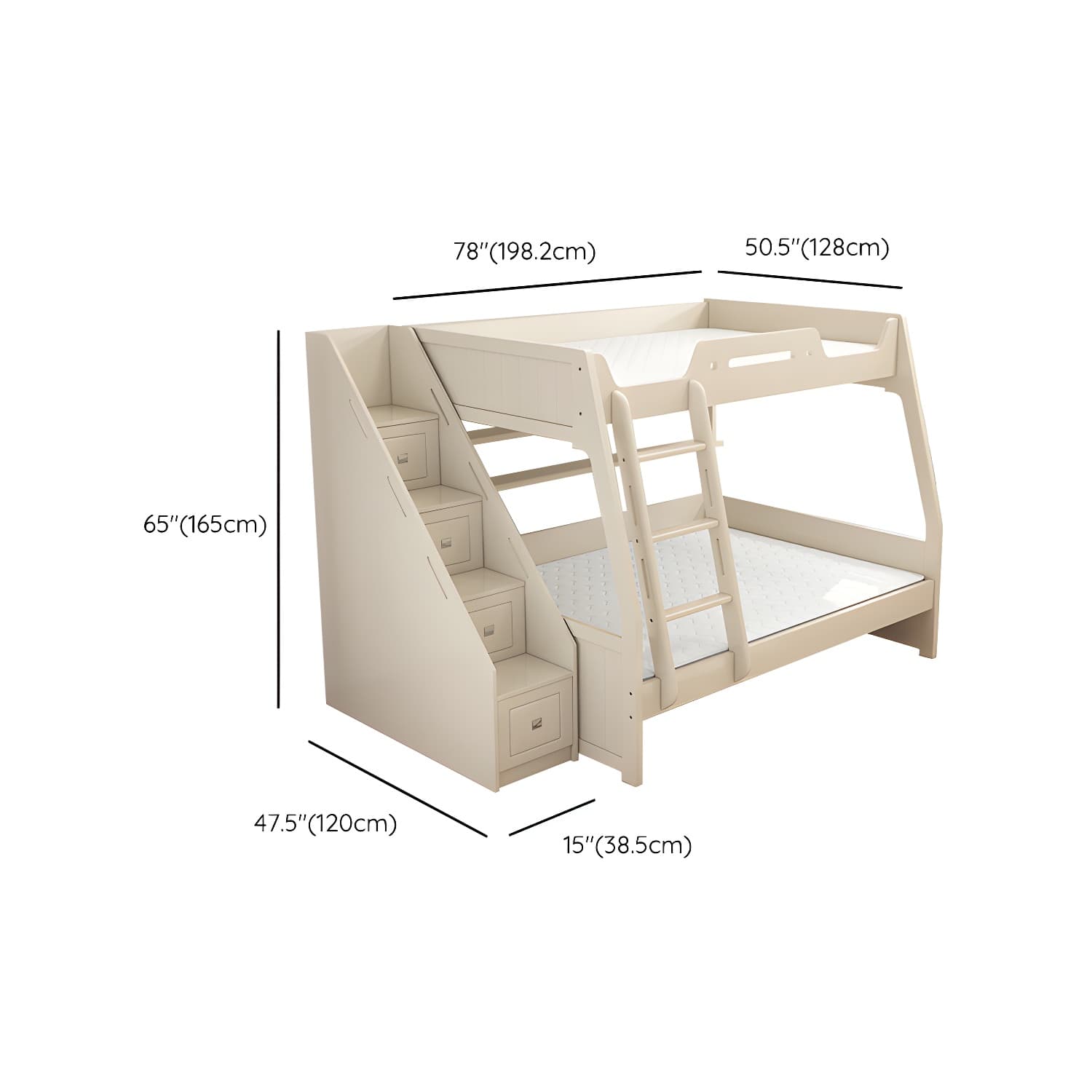 Solid Color Wood Bunk Bed Modern No Distressing Mattress Included Bunk Bed thumbnail 14