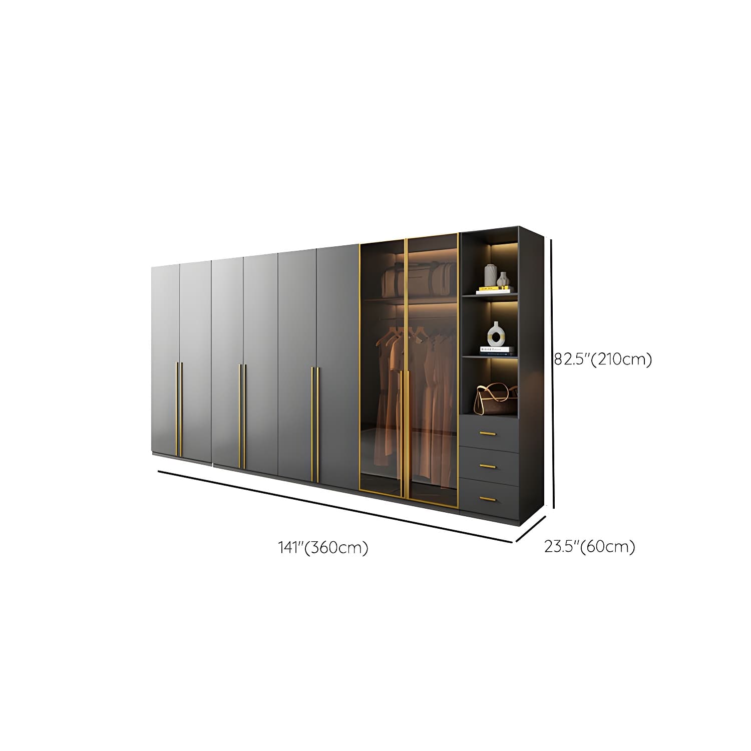 Modern Glass Wardrobe Wardrobe Armoire Wardrobe Cabinet for Home thumbnail 24