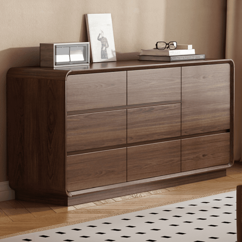 Cocoa Retro Rubberwood Semainier for Sleeping Quarters with 6 Drawers Horizontal thumbnail 1