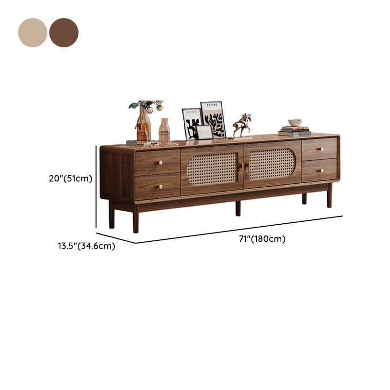 Solid+Engineered Wood TV Stand with 4 Drawers, 2 Cabinets, Cable Management, and Variable Shelf thumbnail 11