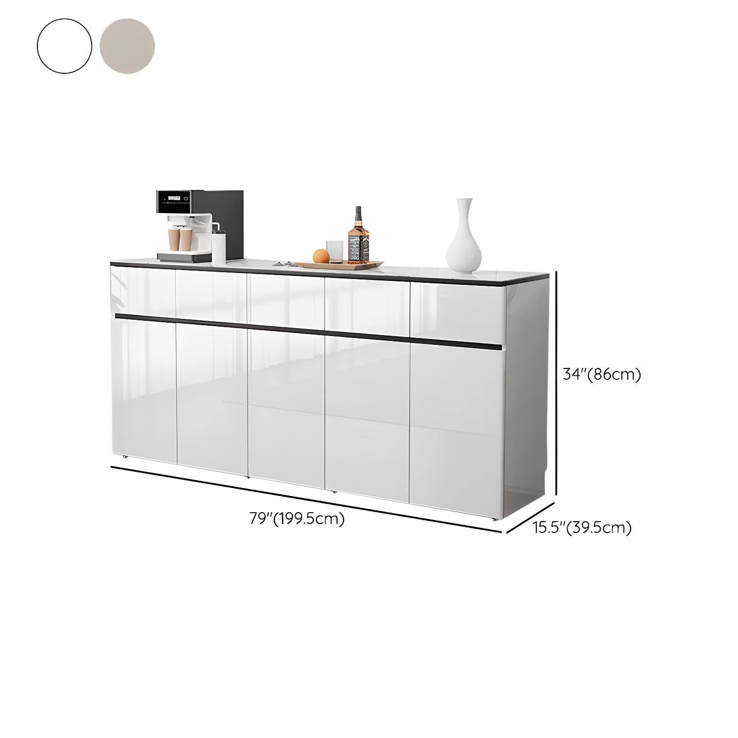 Contemporary Glass Top Sideboard Cabinet with Drawer for Living Room thumbnail 22