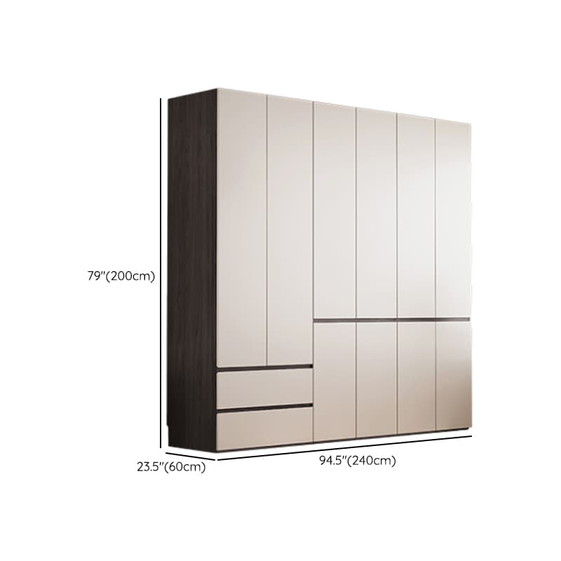 White Minimalist Manufactured Wood Independent Wardrobe Closet with Soft Close Drawer, Soft Close Door, and Interior Shelves thumbnail 15