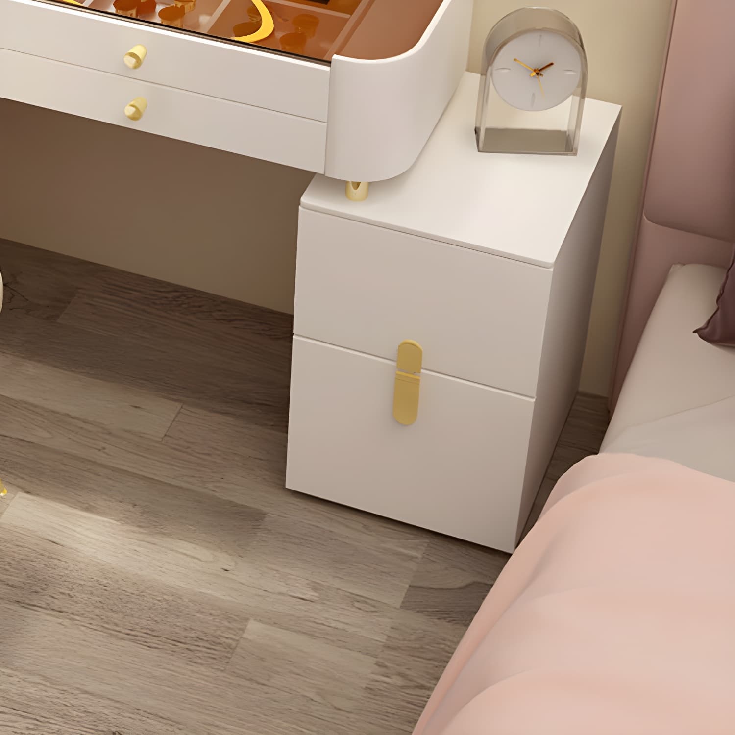 Modern Solid Wood Makeup Vanity Desk Bedroom Vanity Dressing Table Set thumbnail 11