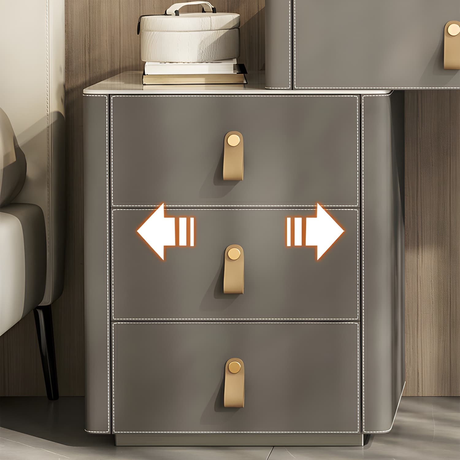 Contemporary 5-Drawer Wood Frame Slate Top Makeup Vanity Desk Table in Gray thumbnail 7