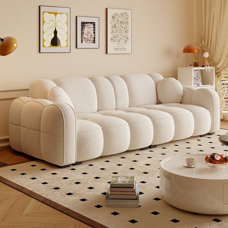Modern Solid Color Tear Resistant Standard Sofa in Dark Grey/Light Brown/Ivory, 4-seater/3-seater with 2 Pillows thumbnail 9