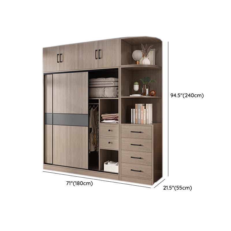 Rustic Brown Self-supporting Armoire Cabinet Pine with Shelves thumbnail 30