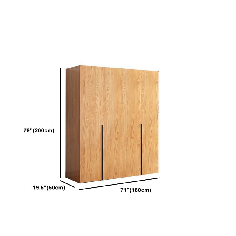 Natural Wood Freestanding Wardrobe Closet with Natural Doors thumbnail 15