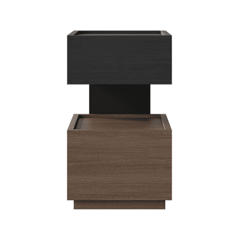 Organic Modern 2 Tiers Nightstand With Drawer Organization, 2 Shelves, Real Wood Countertop, and Illuminating Feature thumbnail 2
