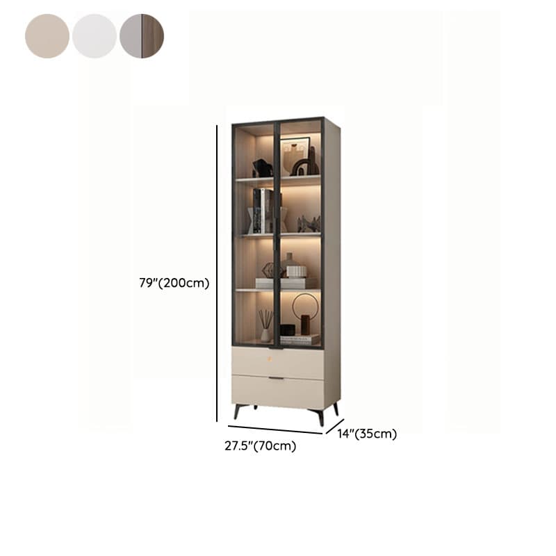 Brown Manufactured Wood Utility Storage Cabinet with Storage Cabinet, Glass Door, Cabinet Bars, Soft Close Drawer and Light thumbnail 13