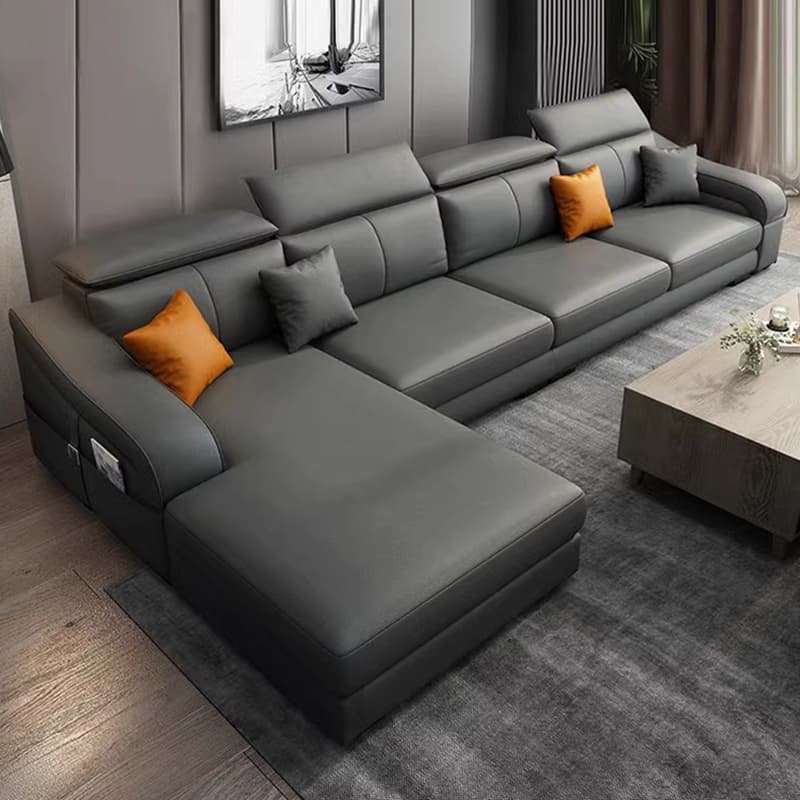 L-Shape Left Sofa Chaise for 5-seater with Sloped Arms in a Trendy Style thumbnail 11