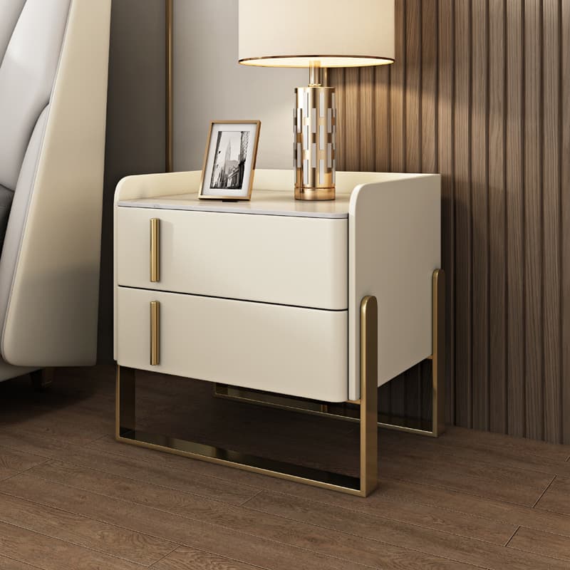 Nightstand With Drawer Organization with Leg, 2 Drawers and Stone Counter Top in a Casual Style thumbnail 4