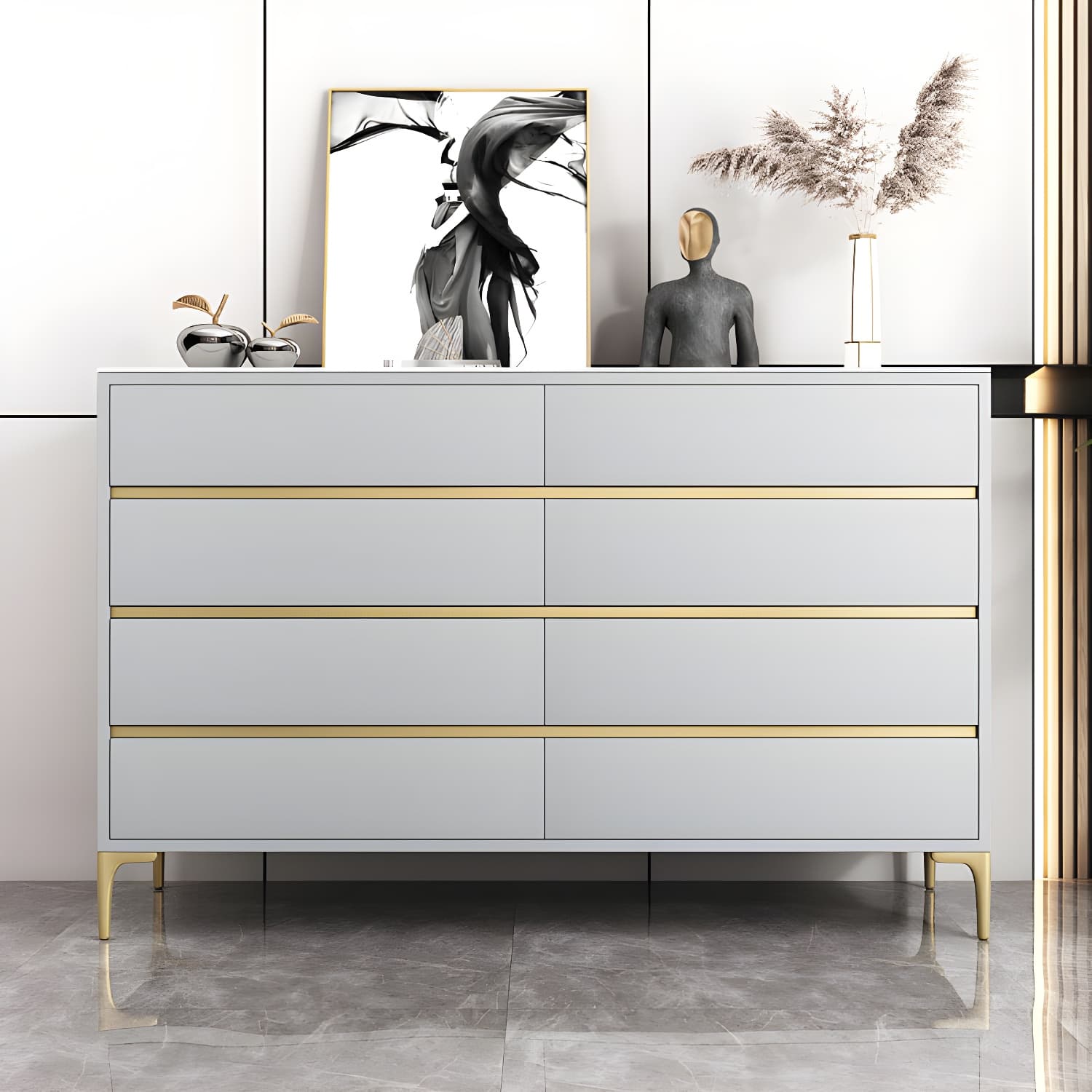Glam Vertical Stone Storage Chest Bedroom Chest with 8 Drawers - image 18