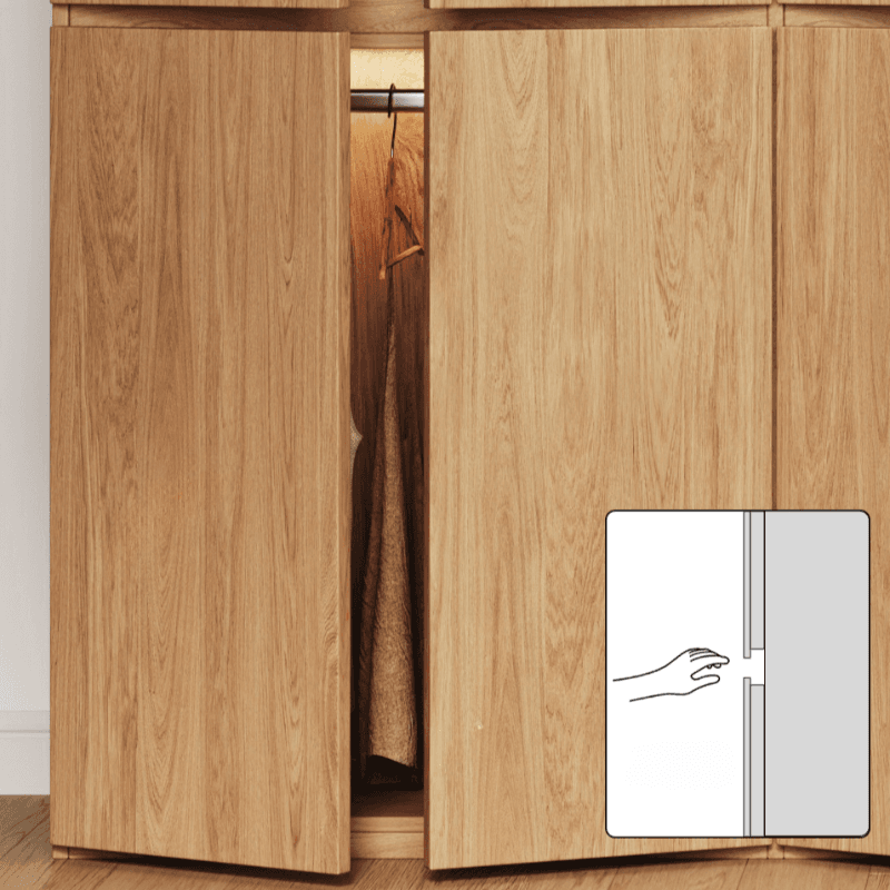 Wood Grain Minimalist Laminate Independent Wardrobe Closet with Soft Close Door, Interior Shelves, and Clothing Rod thumbnail 8
