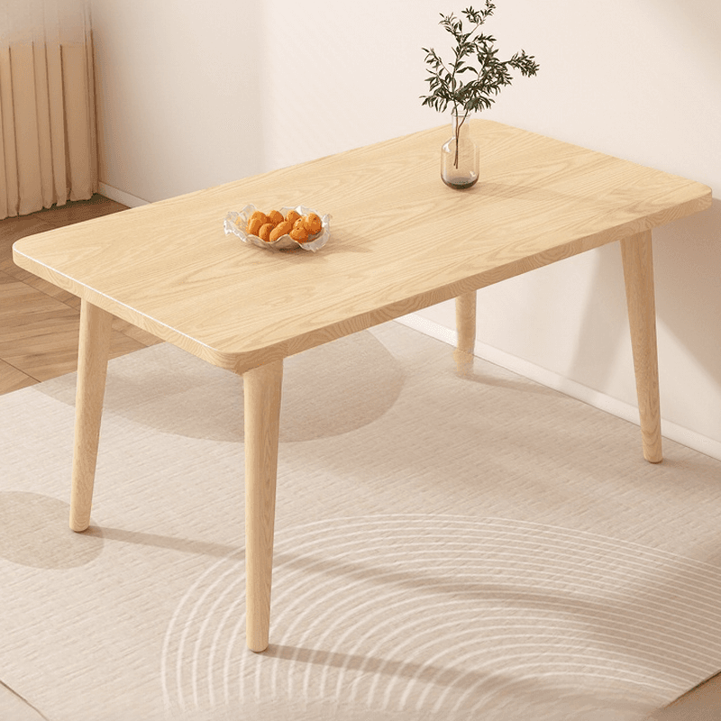 Dining Table Set with Rectangular Recycled Wood Table and 4 Legs, Padded Chair Back in White/Auburn/Unfinished thumbnail 3